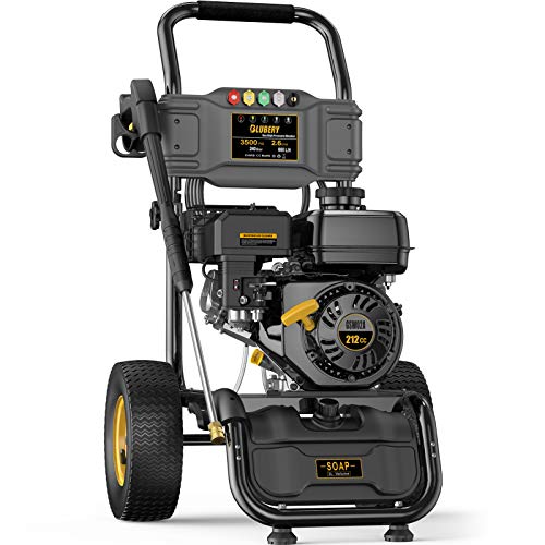 BLUBERY 3500 PSI Gas Pressure Washer, 2.6 GPM Heavy Duty Power Washer, 50Ft High Pressure Hose&Soap Tank, 5 Adjustable Nozzles, CARB Compliant