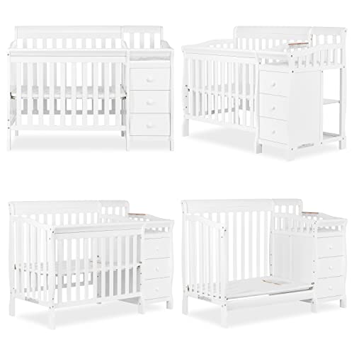 Dream On Me Jayden 4-in-1 Mini Convertible Crib And Changer in White, Greenguard Gold Certified, 56.75x29x41 Inch (Pack of 1)