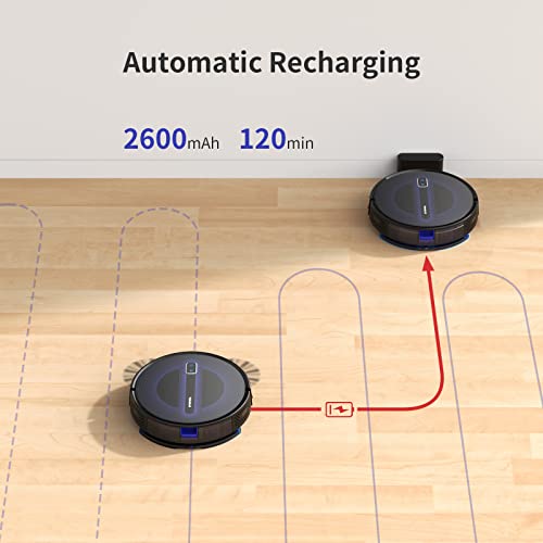 SYSPERL 2-in-1 Robot Vacuum and Mop, Self-Charging Robotic Vacuum Cleaner, 2600Pa Vacuum Robot Daily Schedule, Ideal for Pet Hair, Hardwood Floor and Carpets, Compatible with Boundary Strips V41P