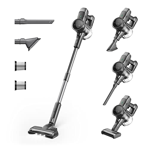 KALADO KCV01 4 in 1 Cordless Self-Stand Vacuum with 26Kpa Suction, 240W Power Motor Up to 45mins Runtime, LED Display, Washable HEPA Filter in Titanium Black for Pet Hair, Carpet, Hard Floor