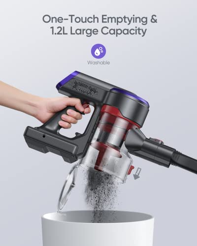 BuTure Cordless Vacuum Cleaner, 400W 30Kpa Powerful Stick Vacuum with 55min Runtime Detachable Battery, Touch Display and 1.2L Large Dust Cup, Vacuum Cleaners for Hardwood Floor Carpet Car Pet