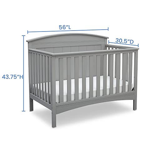 Delta Children Archer Solid Panel 4-in-1 Convertible Baby Crib - Greenguard Gold Certified, Grey