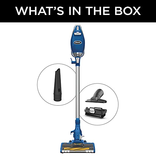 Shark HV343AMZ Rocket Corded Stick Vacuum with Self-Cleaning Brushroll, Lightweight & Maneuverable, Perfect for Pet Hair Pickup, Converts to a Hand Vacuum, with Crevice & Upholstery Tools, Blue/Silver