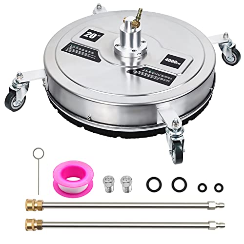 20-Inch Pressure Washer Surface Cleaner Driveway Power Washer Accessories Attachments Stainless Steel with 2 Extension Wand
