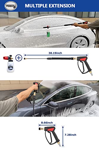 TOOLCY Pressure Washer Gun, Professional Durability, Multiple Easy Extension Wand, 5 Nozzle Tips, M22 to 3/8" Quick Connection, Fit Most Power Washer Stand Up to 4500 PSI.