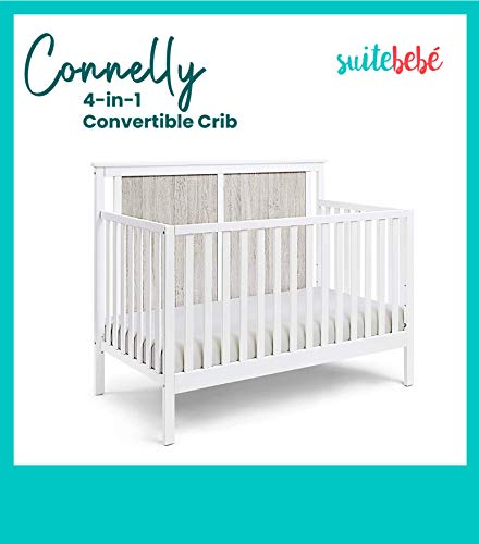 Suite Bebe Connelly 4 in 1 Convertible Crib in White with Rockport Gray Wood
