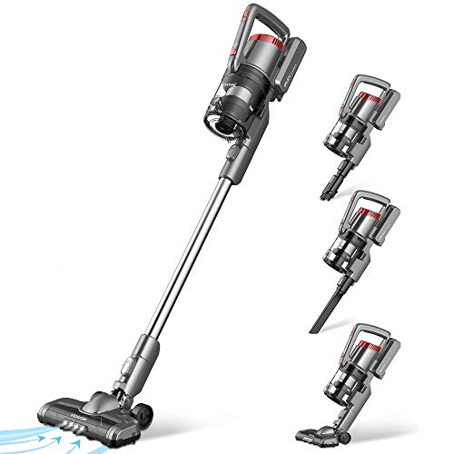 VEAVON P8PLUS Cordless Vacuum Cleaner, Lightweight Bagless Vacuum, 40 Minutes Long Running Time, 4 in 1 Stick Vacuum, 24W Powerful Suction for Hard Floors, 3 Crevice Tool for Home Pet Hair, Gray
