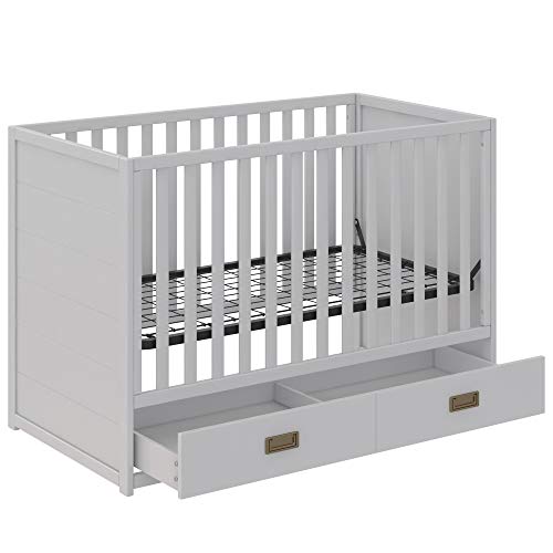 Little Seeds Haven 3-in-1 Convertible Storage Crib, Nursery, Dove Gray