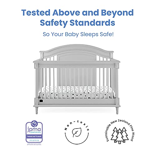 Simmons Kids Juliette 6-in-1 Convertible Crib with Toddler Rail, Greenguard Gold Certified, Moonstruck Grey