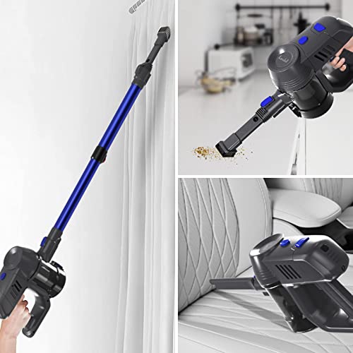 LACIDOLL Cordless Vacuum Cleaner 20kpa Lightweight Wet Dry Stick Vacuum Cleaner for Hard Floor Car Bagless Upright Vacuum Cleaner for Pet Hair with Detachable Battery Blue