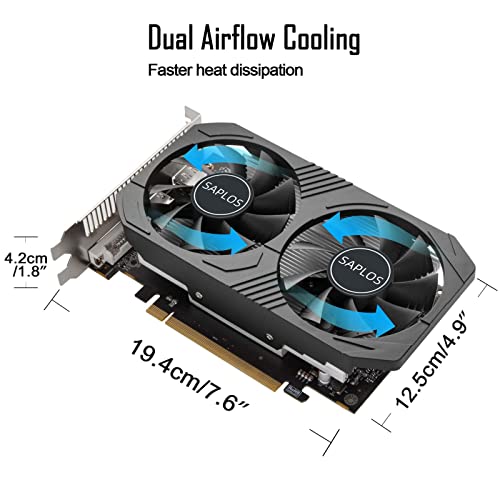 SAPLOS Radeon RX 560 Graphics Card, 4GB GDDR5 128-bit, DisplayPort HDMI DVI-D, Dual Air Cooling, PC Gaming Video Cards GPU Computer, PCI Express 3.0, DirectX 12, Low Power, Plug and Play