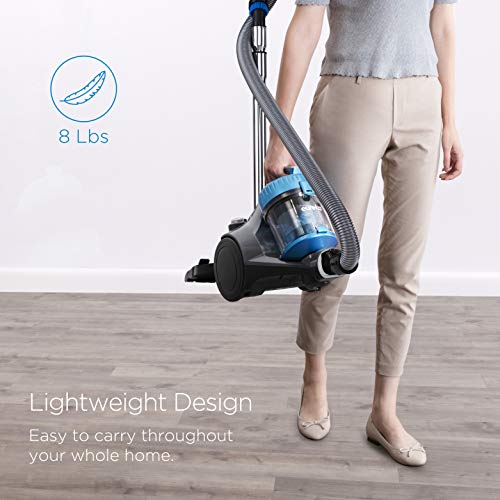 Eureka Whirlwind Bagless Canister Vacuum Cleaner, Lightweight Vac for Carpets and Hard Floors, w/Filter, Blue