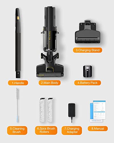 TICWELL Cordless Wet Dry Vacuum Cleaner, Lightweight Floors Vacuum Cleaner and Mop, One-Step Cleaning for Hard Floors, Great for Sticky Messes and Pet Hair, 30 Minutes Long Battery Life, Black