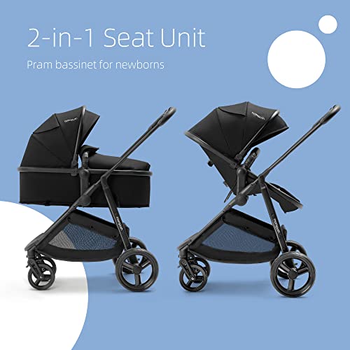 Mompush Wiz 2-in-1 Baby Stroller with Bassinet Mode - Foldable Infant Stroller to Explore More as a Family - Toddler Stroller with Reversible Stroller Seat - Travel System Compatible