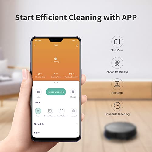 SYSPERL 2-in-1 Robot Vacuum and Mop, Self-Charging Robotic Vacuum Cleaner, 2600Pa Vacuum Robot Daily Schedule, Ideal for Pet Hair, Hardwood Floor and Carpets, Compatible with Boundary Strips V41P