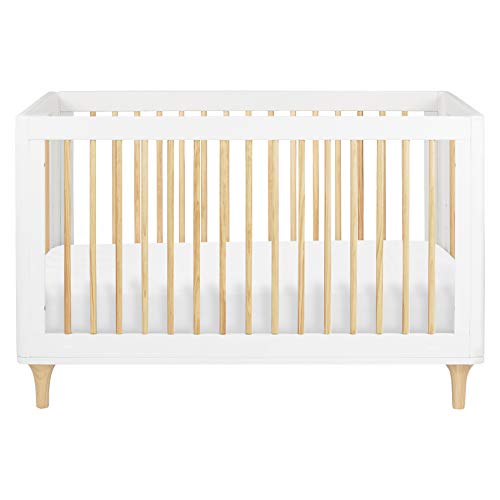 Babyletto Lolly 3-in-1 Convertible Crib with Toddler Bed Conversion Kit in White and Natural, Greenguard Gold Certified