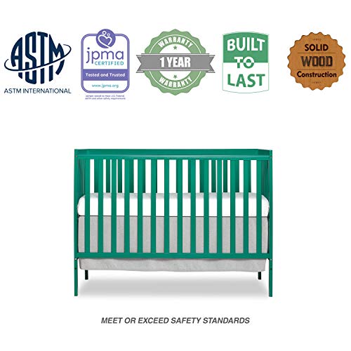 Dream On Me Synergy 5-in-1 Convertible Crib in Emerald, Greenguard Gold Certified
