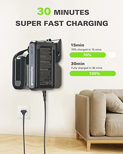 Greenworks 24V Brushless Cordless Stick Vacuum, Lightweight, Handheld, Pet, Anti-Allergen HEPA Filtration, Hard Floor, Carpet, Car, 4Ah Battery, and 30-Minute Charge Time (White)