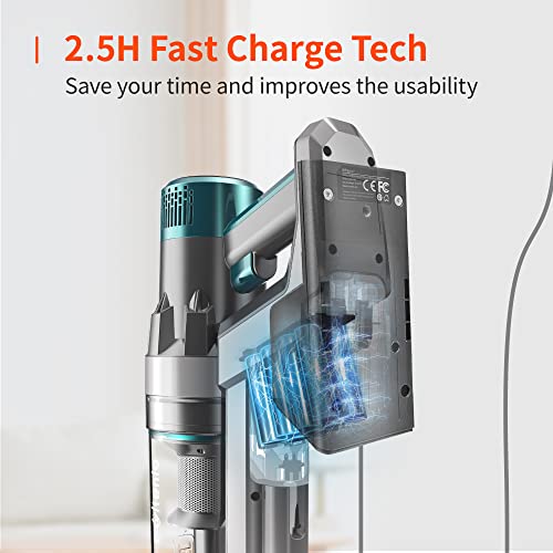 Ultenic U11 Pro Cordless Vacuum Cleaner, 25KPa Strong Suction, Touch Control, Easy-Empty Dustbin, 2200mA Detachable Battery, Fast Charge, 4 in 1 Stick Vacuum for Carpet, Hard Floor and Pet Hair