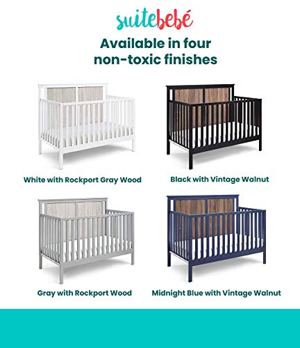 Suite Bebe Connelly 4 in 1 Convertible Crib in White with Rockport Gray Wood