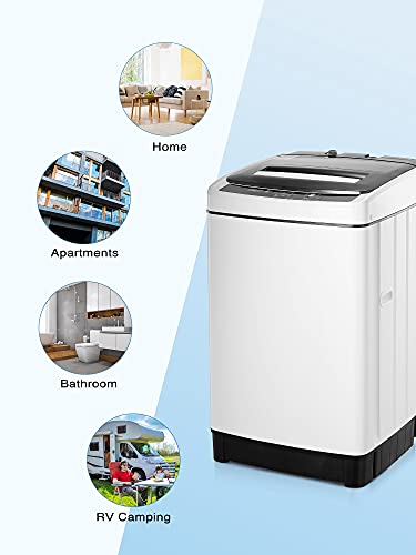 ke- Full Automatic Washing Machine, 1.5Cu.Ft 11lbs Capacity Portable Machine, 8 Programs 10 Water Levels Energy Saving Top Load Washer for Apartment Dorm