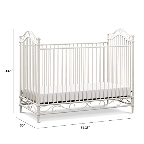 Million Dollar Baby Classic Camellia 3-in-1 Convertible Metal Crib in Vintage White, Greenguard Gold Certified