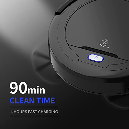 Robotic Vacuum Cleaner, Automatic Robot Vacuum, Long Hair Tangle-Free Super Thin Robot Cleaner 90min Working Suitable for Tiles,Wooden Floor, Low Pile Carpet Tangle-Free Perfect Pets Hair