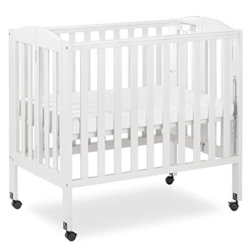 Dream On Me 3 in 1 Portable Folding Stationary Side Crib in White, Greenguard Gold Certified, Mini Crib