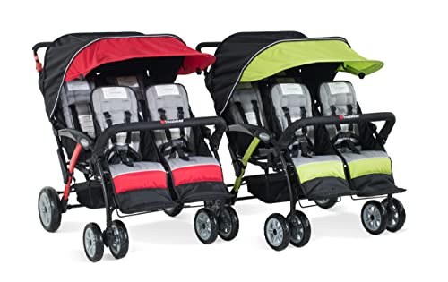 Foundations Sport Quad Stroller with UV Protecting Stroller Canopy, 5 Point Harness for Added Safety, Foot Brake, All Terrain Tubeless Wheels (Lime Green)