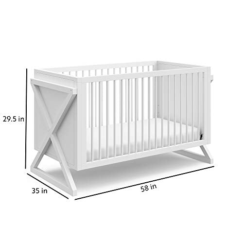Storkcraft Equinox Convertible Crib (White) – Modern Baby Crib For Nursery, Contemporary Design, Fits Standard Full-Size Crib Mattress, Converts To Toddler Bed (Compatible With Guardrails) And Daybed