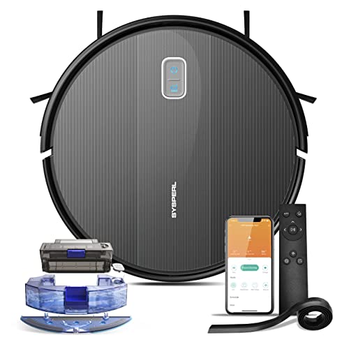 SYSPERL 2 in 1 Robot Vacuum and Mop, 2600Pa Robot Vacuum Cleaner with Mapping Technology, WiFi/Alexa/APP/Remote Control Self Charging Vacuum for Hardwood Floors, Carpet, Ideal for Pet Hair