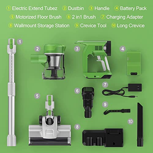 Cordless Vacuum Cleaner with LED Dsiplay, Up to 50min Runtime, 265W 25Kpa Suction Stick Vacuum, 2400mAh Rechargeable Battery Vacuum, 6 in 1 Lightweight Vacuum for Pet Hair Carpet Hard Floor