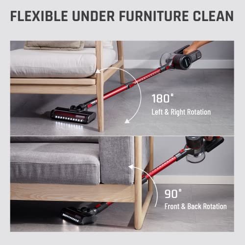 ENGiNDOT Cordless Vacuum Cleaner, 23Kpa 250W Brushless Stick Vacuum with Advanced Cyclonic Technology, 4 in 1 Lightweight Handheld Vacuum for Hard Floor Carpets & Pet Hair