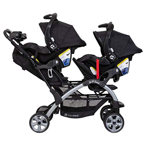Baby Trend Sit N Stand Compact Easy Fold Toddler Baby Infant Double Stroller with Baby Trend Ally 35 Baby Infant Car Seat Carrier with Cozy Cover