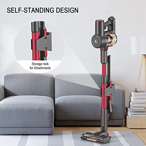 Cordless Vacuum Cleaner, 250W Powerful 25KPA Suction Stick Vacuum Cleaner with 2200mAh Battery 35Mins Runtime, 6 in 1 Lightweight Self-Standing Vacuum for Hardwood Pet Hair Car Cleaning A200