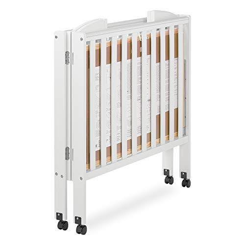 Dream On Me 3 in 1 Portable Folding Stationary Side Crib in White, Greenguard Gold Certified, Mini Crib