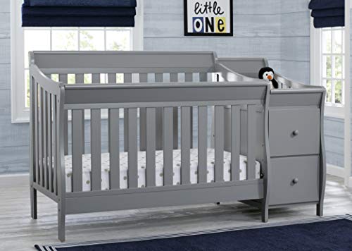 Delta Children Bentley S 4in-1 Convertible Crib and Changer - Greenguard Gold Certified, Grey