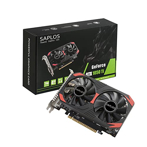 SAPLOS GeForce GTX 1050 Ti Graphics Card,4GB,GDDR5,128 Bit, DP/HDMI/DVI-D,Computer GPU,Desktop Video Card for PC Gaming,8K@60Hz Output,Dual Fans,DirectX 12