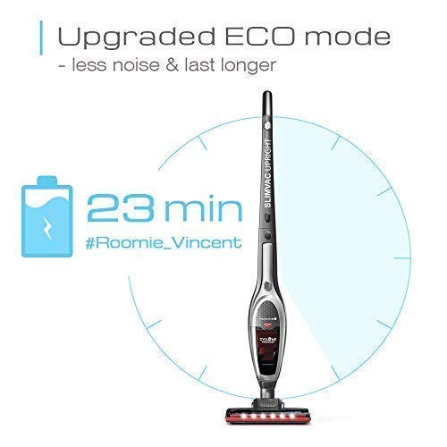 ROOMIE TEC Cordless Vacuum Cleaner, 2 in 1 Handheld Vacuum, High-Power 2200mAh Li-ion Rechargeable Battery, with Corner Lighting and Upright Charging Base