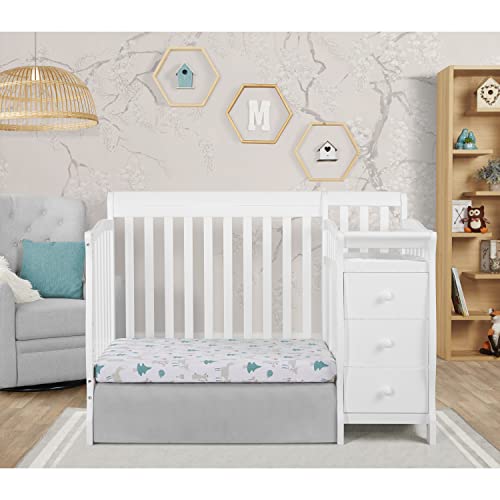 Dream On Me Jayden 4-in-1 Mini Convertible Crib And Changer in White, Greenguard Gold Certified, 56.75x29x41 Inch (Pack of 1)