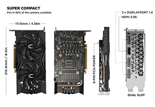 ZOTAC Gaming GeForce GTX 1660 6GB GDDR5 192-bit Gaming Graphics Card, Super Compact, ZT-T16600K-10M