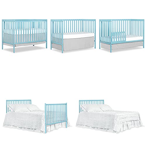 Dream On Me Synergy 5-in-1 Convertible Crib in Aqua Sky, Greenguard Gold Certified