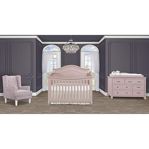 Evolur Madison 5-in-1 Curved Top Convertible Crib in Blush Pink