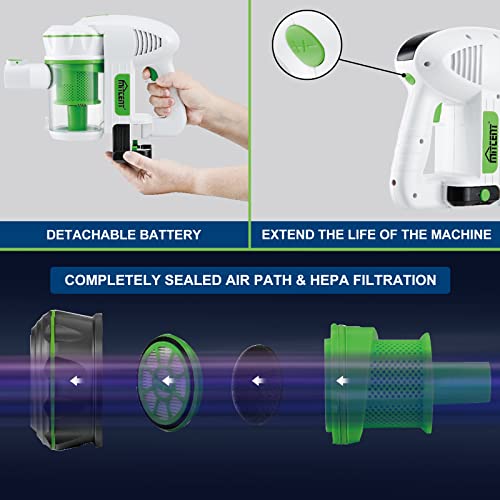 Mitcent Cordless Stick Vacuum Cleaner - 23Kpa 160W High Efficiency Brushless Motor, Lightweight Vacuum Cleaner, MT2002A