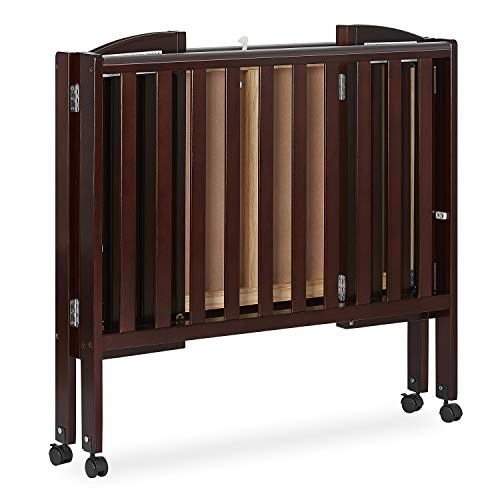 Dream On Me 2 in 1 Portable Folding Stationary Side Crib in Espresso, Greenguard Gold Certified 40x26x38 Inch (Pack of 1)