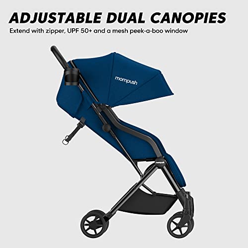 Mompush Lithe Double Stroller Side by Side For Growing Families - Cozy Compact Twin Stroller - Travel Ready Side by Side Stroller for Memorable Outings - Lightweight Double Stroller Infant and Toddler