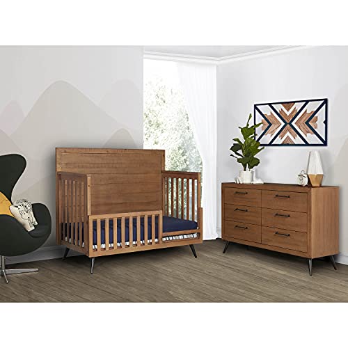 Evolur Stilnovo Mid Century 4-in-1 Convertible Crib in Sugarcane, Greenguard Gold Certified