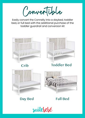 Suite Bebe Connelly 4 in 1 Convertible Crib in White with Rockport Gray Wood