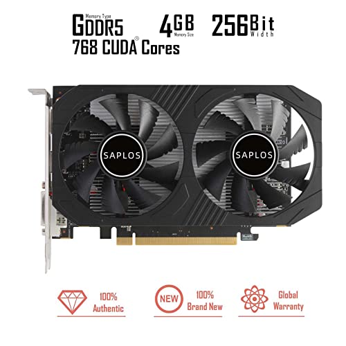 SAPLOS Radeon R9 370 Graphics Cards, 4GB GDDR5 256 Bit, DisplayPort HDMI DVI, Video Cards for PC, Gaming Computer GPU, Dual Fans, 6 PIN Power Connector, DirectX 12, PCI Express x16