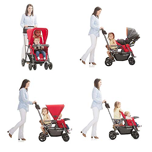 Joovy Caboose Ultralight Graphite Stroller, Sit and Stand, Tandem Stroller, Red